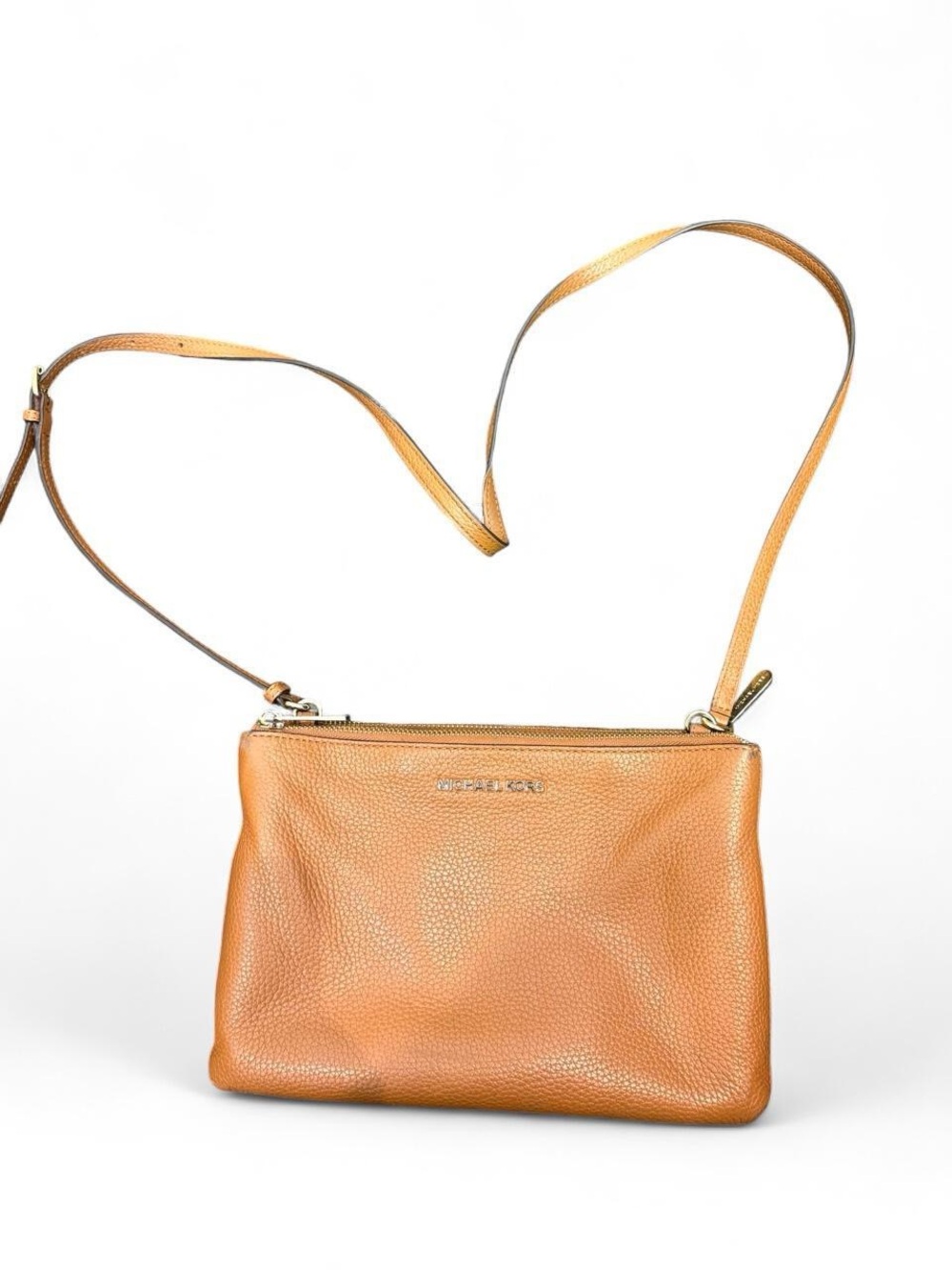 Michael Kors Pebbled Leather Crossbody in Caramel Tan